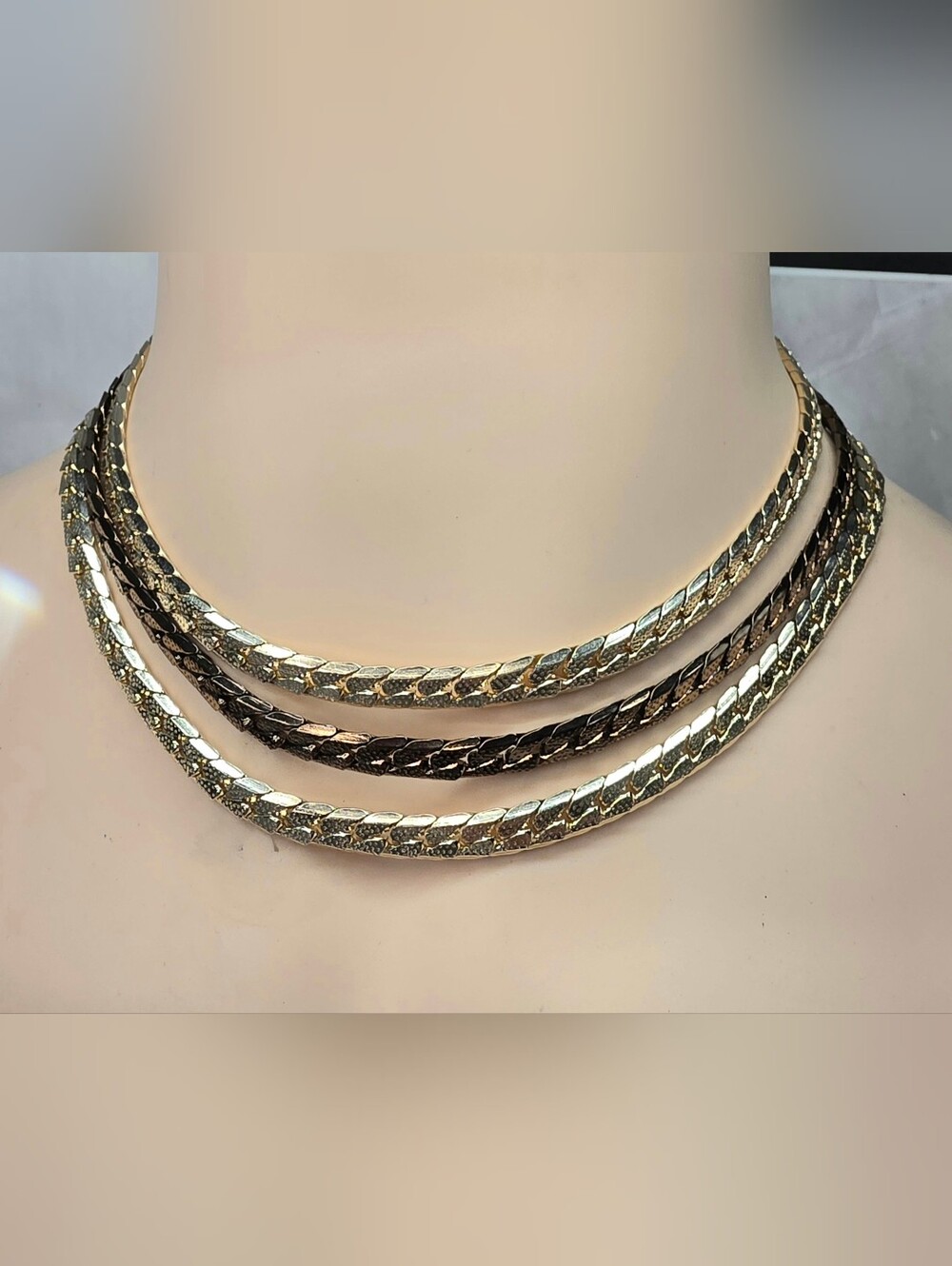 Vintage West Germany Two-Tone Necklace & Clip Earring Set